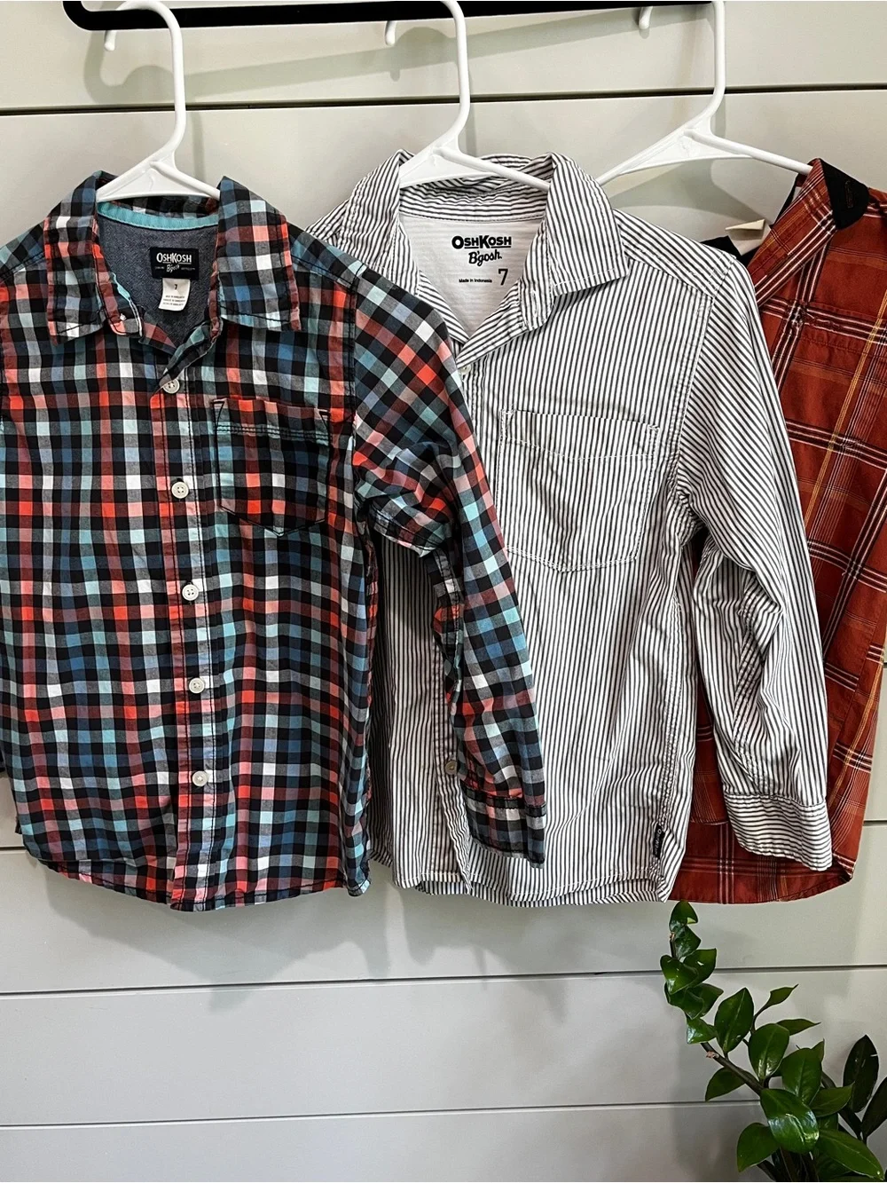 OshKosh B’gosh Boys Size 7 Button Up Shirt Bundle (3) | 100% Cotton